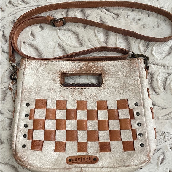 BED|STU Handbags - BED|STU Tan and Cream Checkered Crossbody Bag